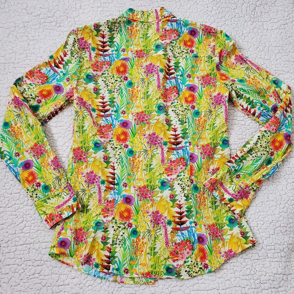 J.Crew Liberty Cotton Floral Button Down Size 0 Semi-Sheer - Picture 3 of 14